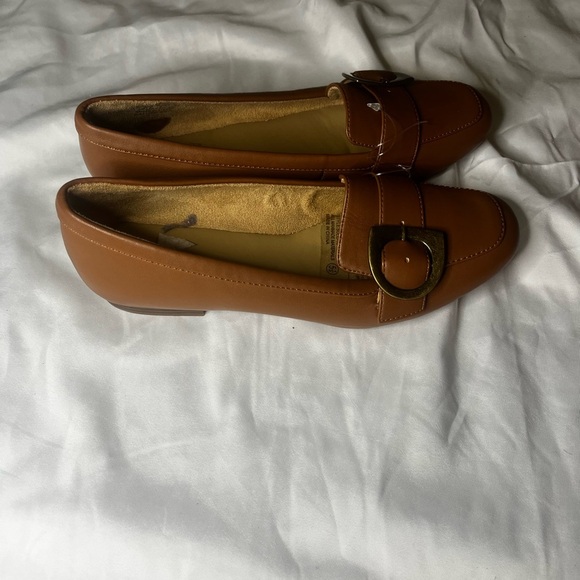 Naturalizer Tan Loafers with Buckle Detail - Picture 1 of 4